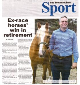 News clipping from Southern Argus of Andy Ide and horse Sunny