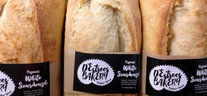 Fresh baked sourdough rolls with D'Estrees Bakery wrap